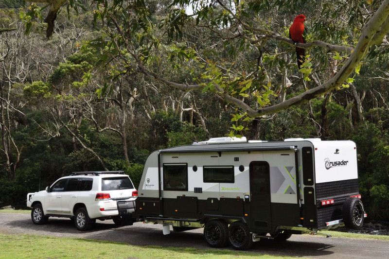 A Toyota Landcruisder towing a caravan.