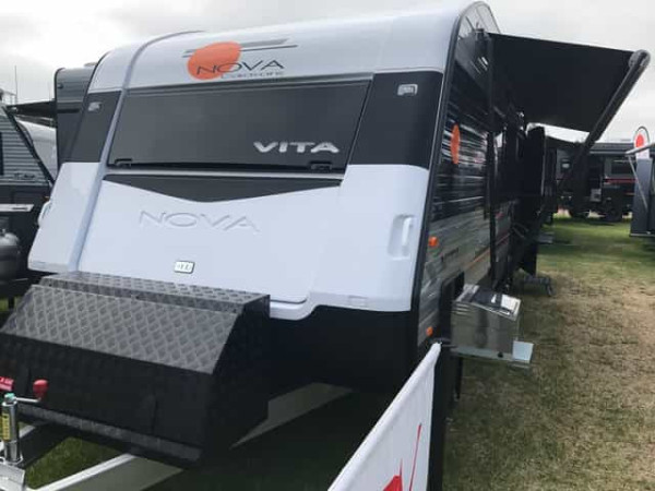 An image of a Crusader caravan at the WA caravan and camping show.