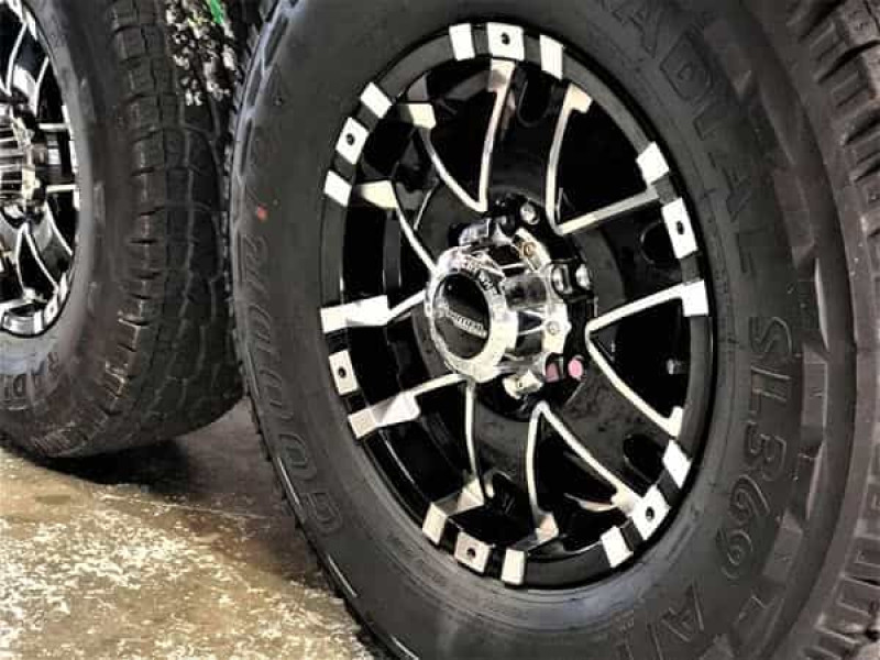An image of caravan tyres undergoing caravan safety checks at Lewis RV