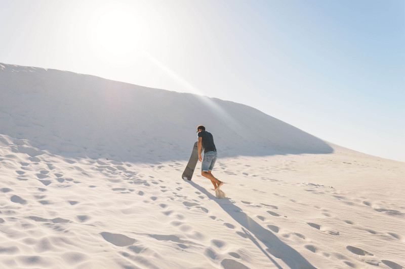 A person sandboarding in Lancelin