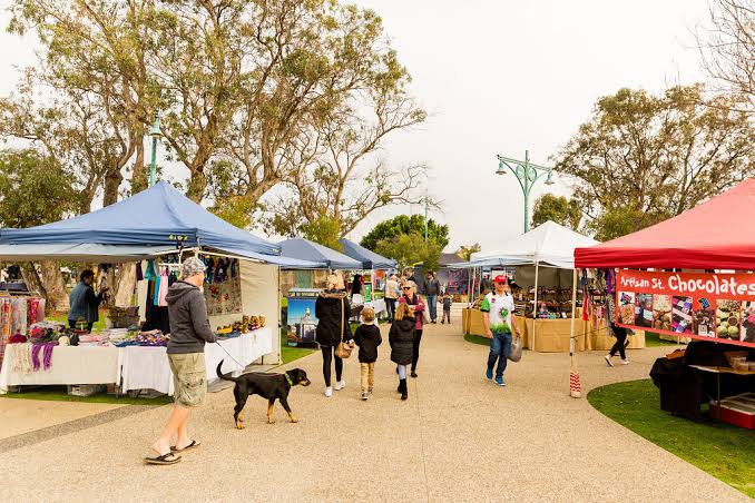 Owner and dog at dog-friendly markets