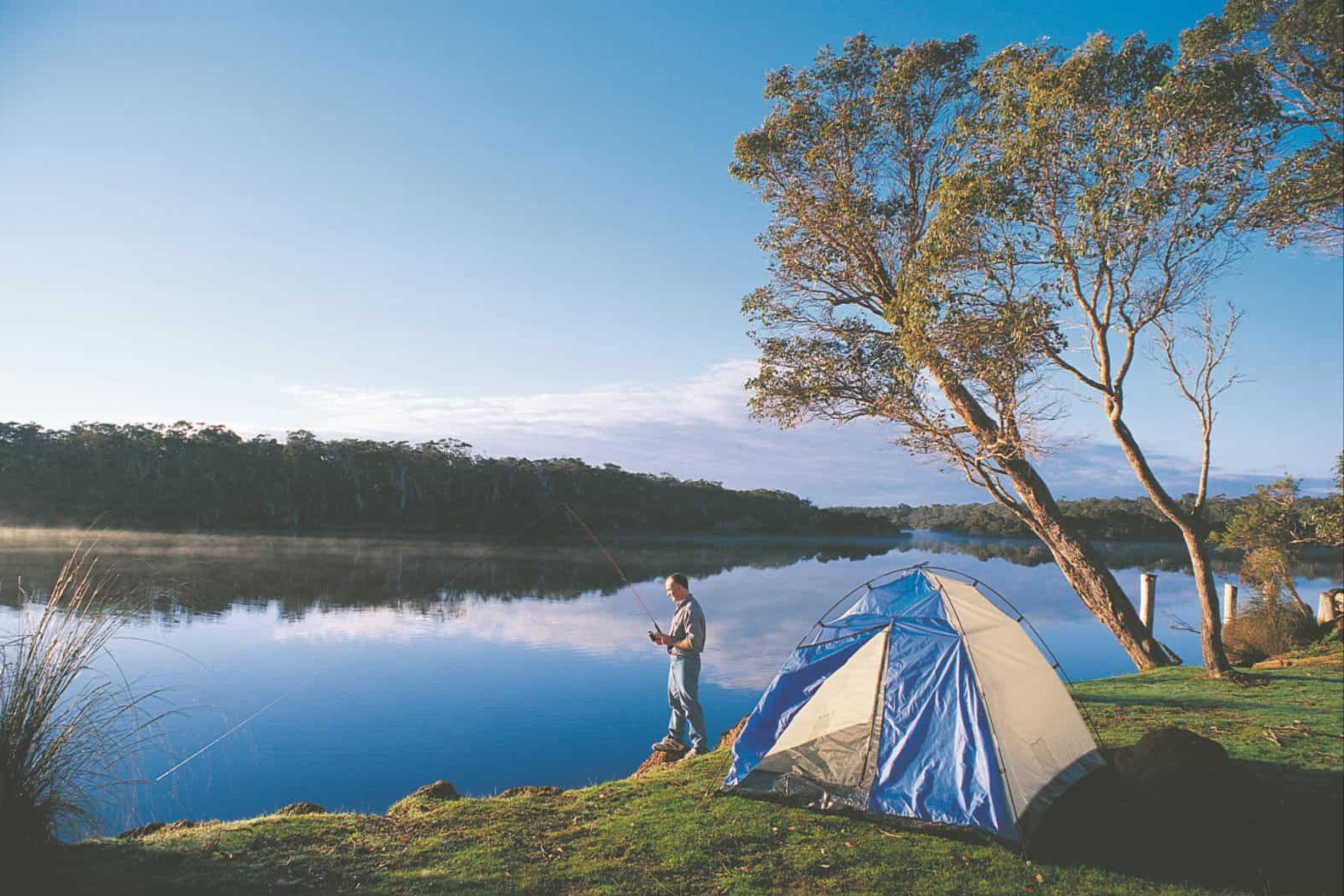 Campers near Blackwood River in Western Australia